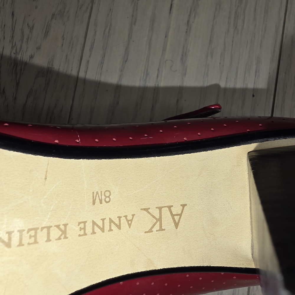 Anne Klein Red Patent T-Strap Pumps - Picture 2 of 5